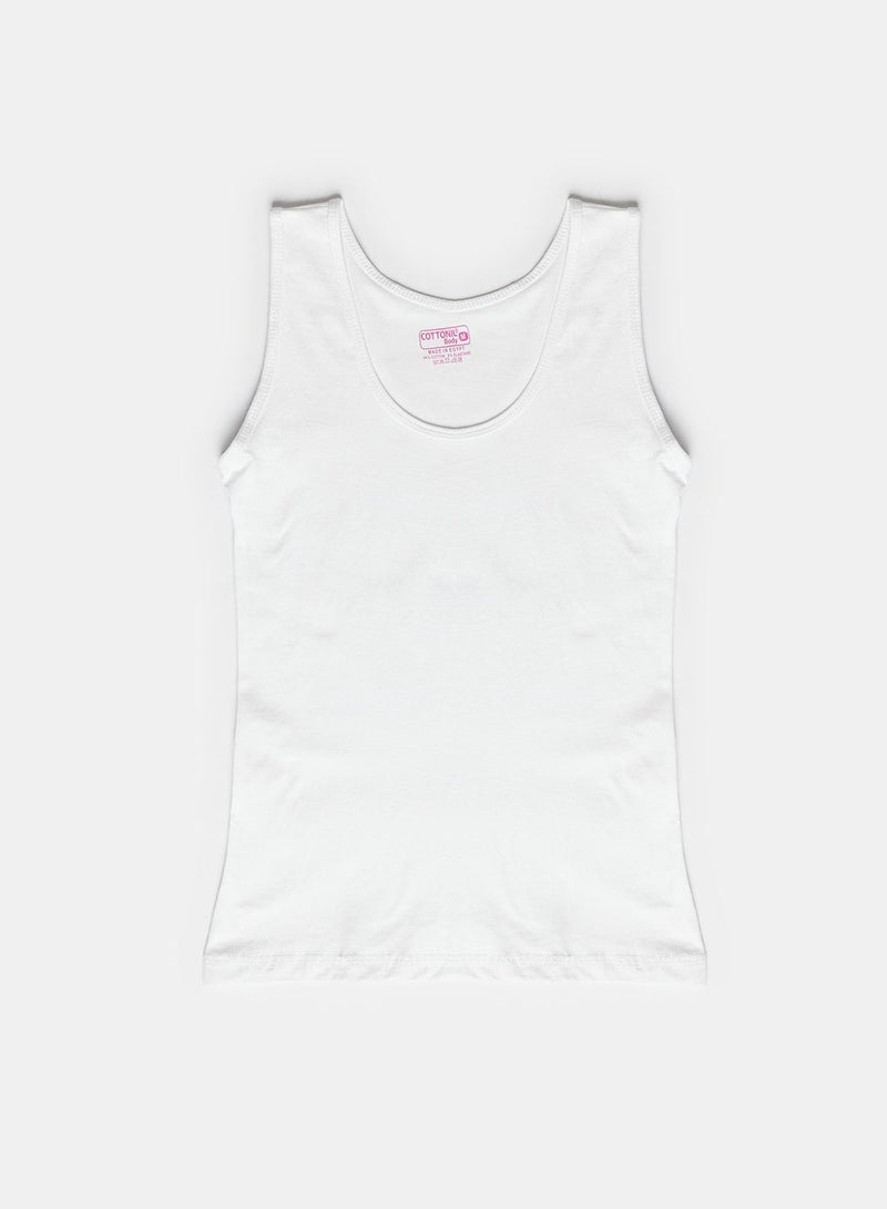 Cottonil Body Tank Top Cotton Lycra For Women - White - Image 4